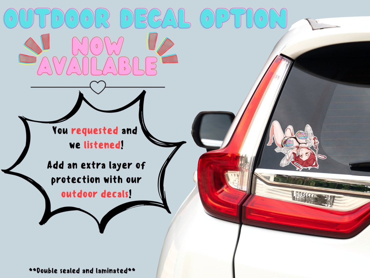 Nsfw anime car decals of Makima from Chainsaw Man option now available at Stick it Anime.