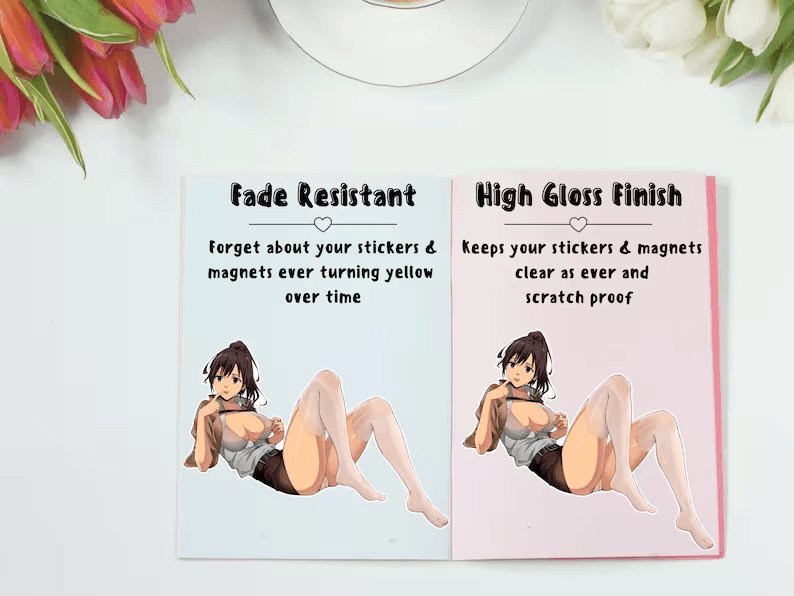 Sasha Braus from Attack on Titan lewd anime stickers that are fade and uv resistant.