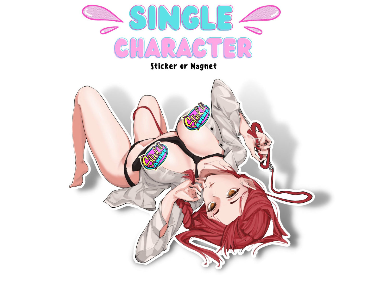 Handmade NSFW Makima Chainsaw Man anime waifu sticker.