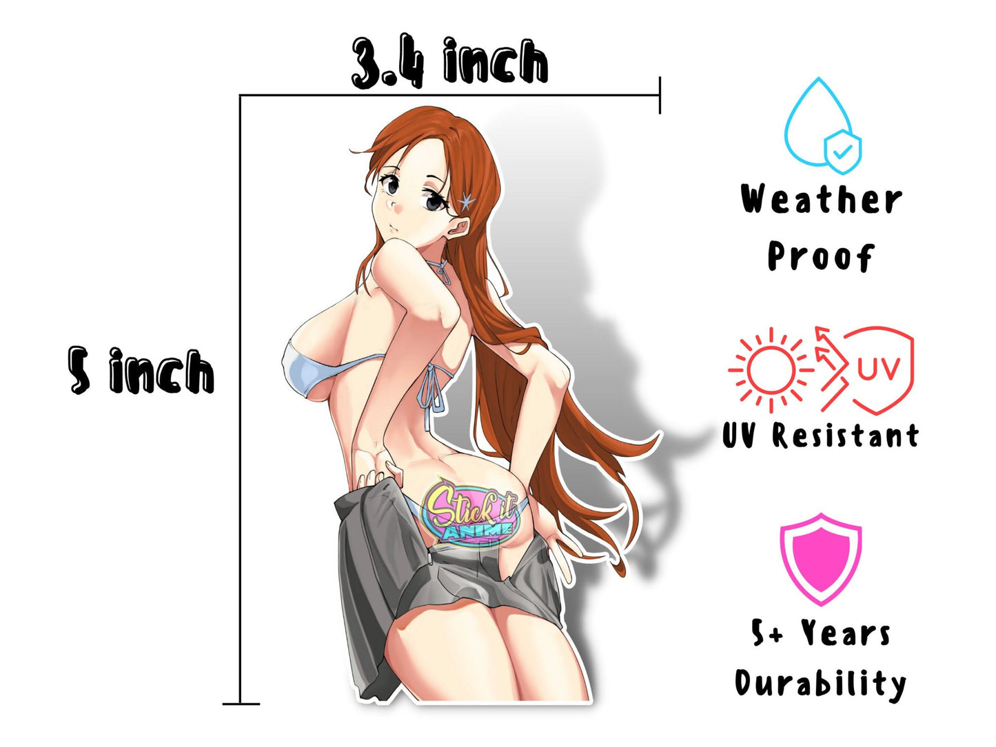 NSFW Orihime Bleach anime waifu sticker inspired by rule 34.