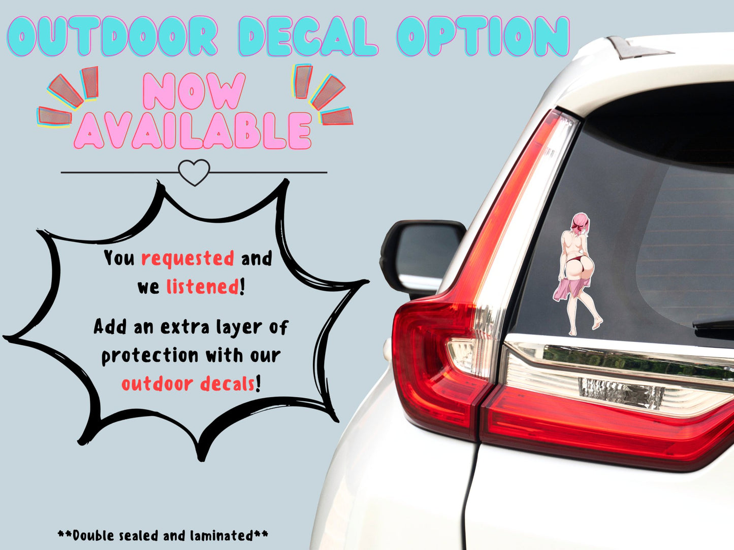 Nsfw anime car decals of Sakura Haruno from Naruto Shippuden option now available at Stick it Anime.