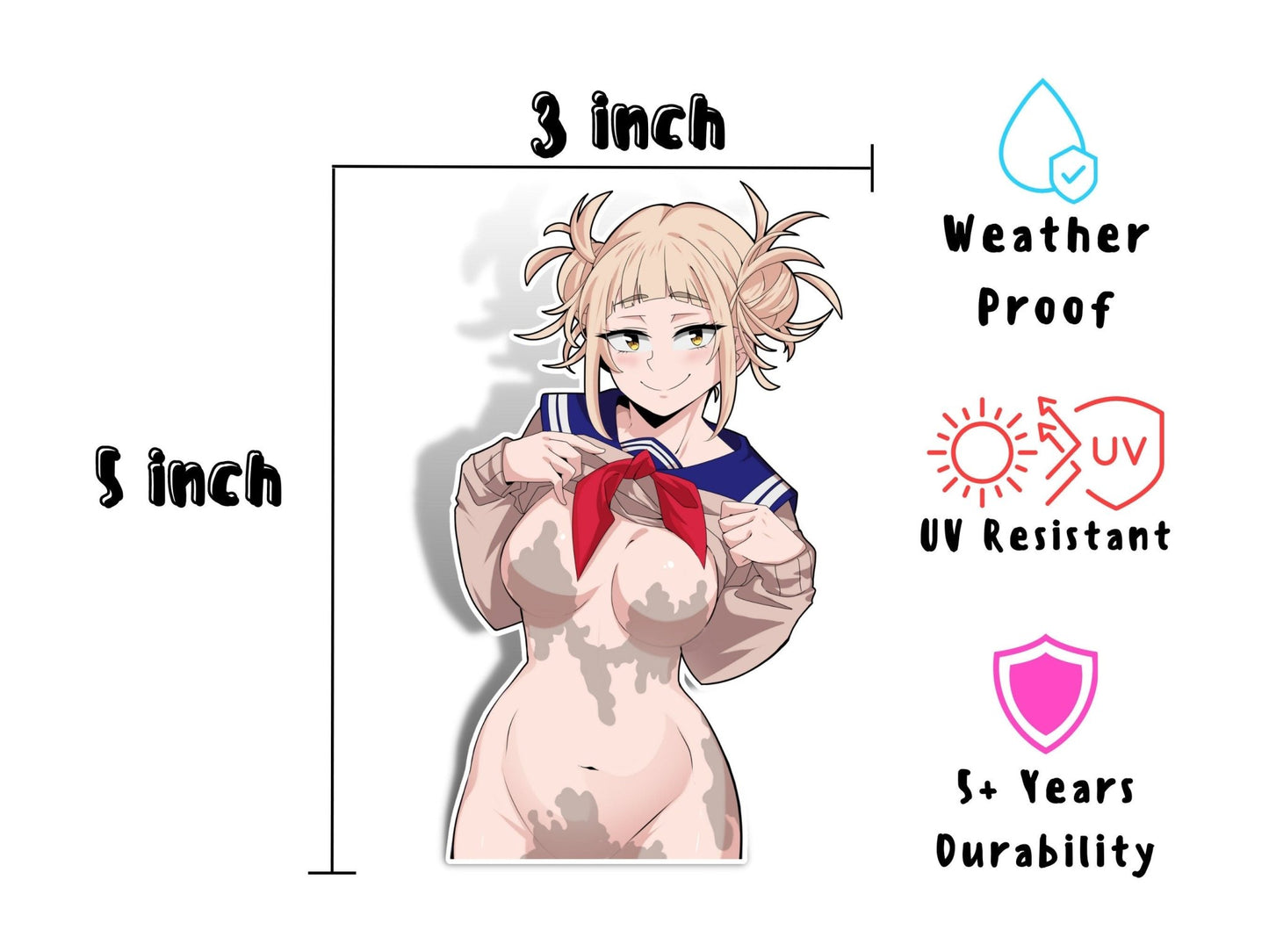 Himiko toga MHA r34 hardcore ahegao anime ecchi manga nsfw die cut stickers.