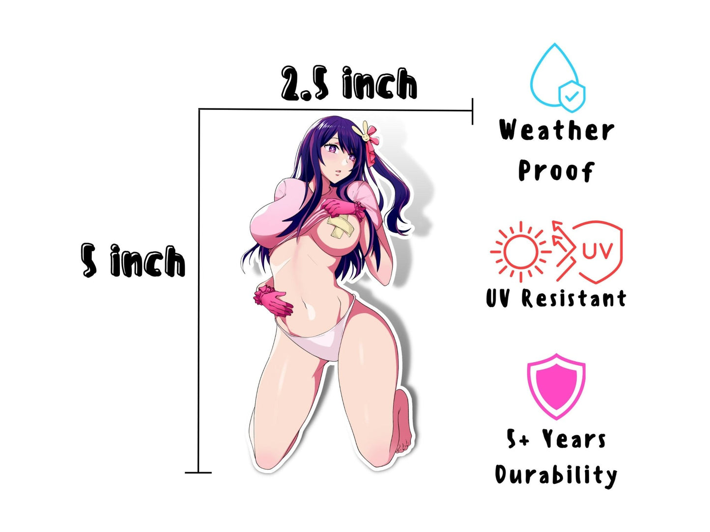 Hoshino Oshi no Ko NSFW lewd anime sticker and magnet dimensions.