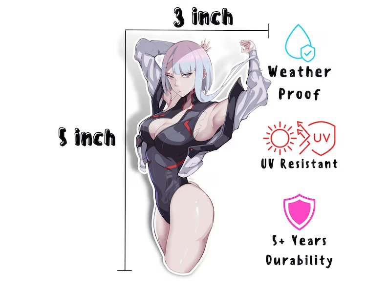 NSFW Lucy Cyberpunk anime waifu sticker inspired by rule 34.