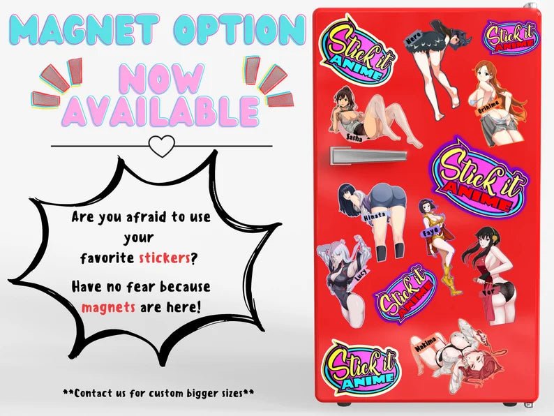 NSFW Cyberpunk Lucy anime magnets option now available at Stick it Anime.