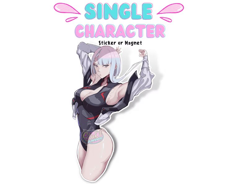 Handmade NSFW Lucy Cyberpunk anime waifu sticker.