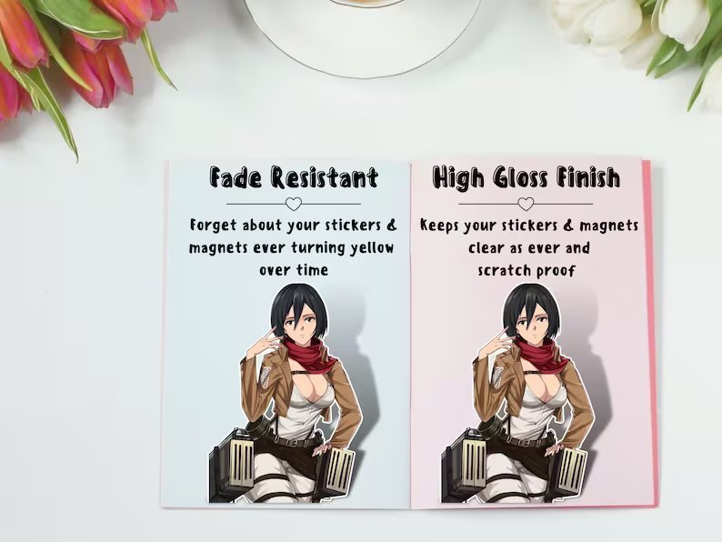 Nsfw Die cut AOT Mikasa rule 34 ecchi manga ecchi anime lewd stickers.
