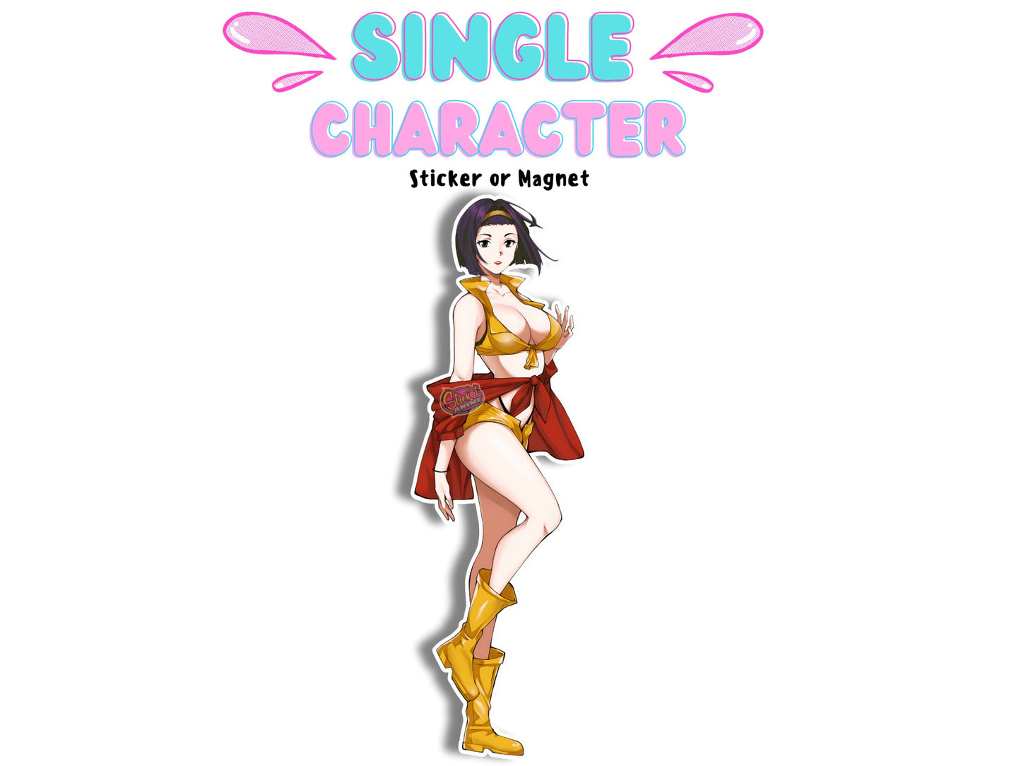 1x Single Lewd Waifu Sticker or Magnet, Cowboy Anime Character