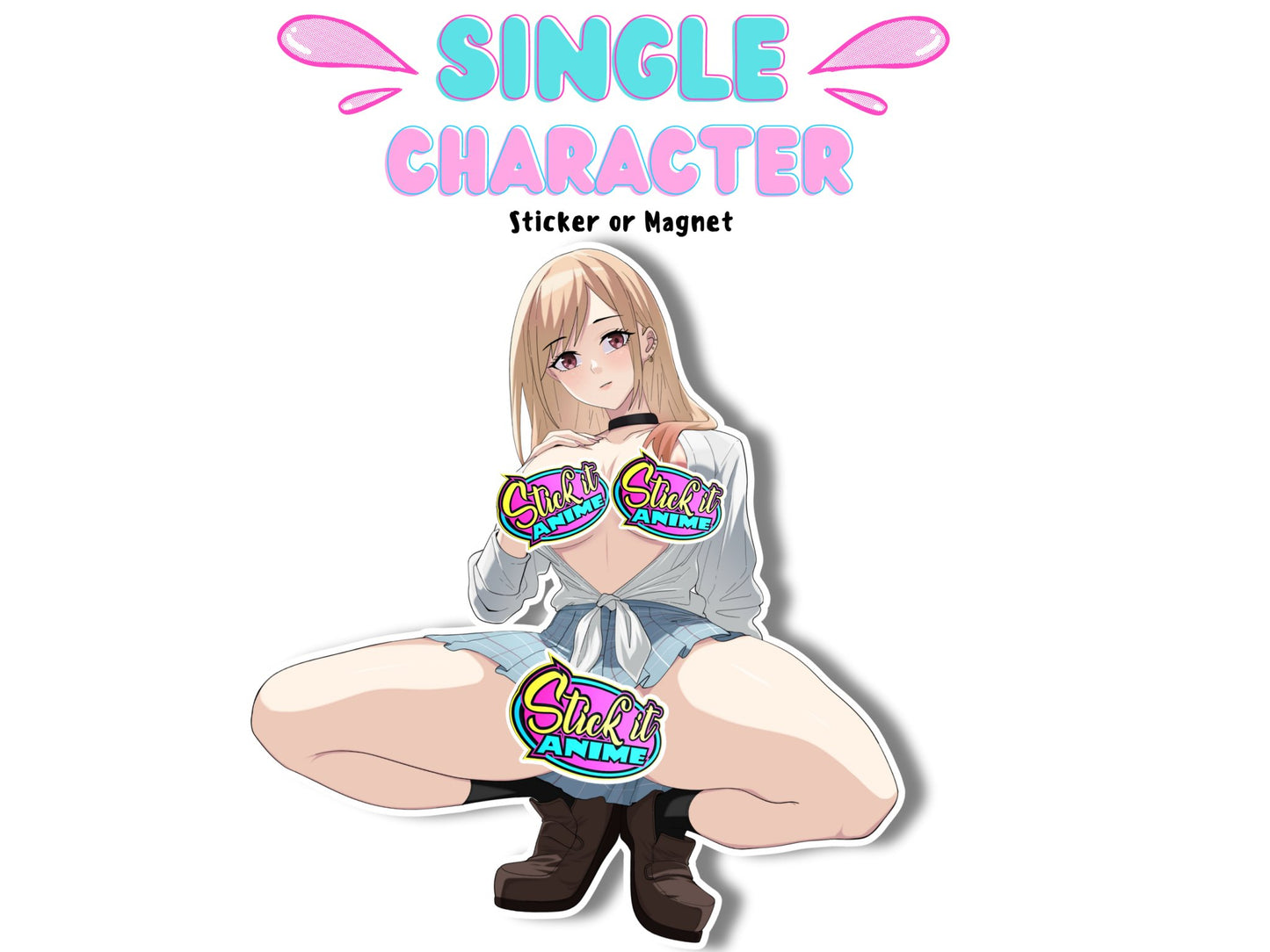 1x Single Lewd Waifu Sticker or Magnet, Dress up Anime Character