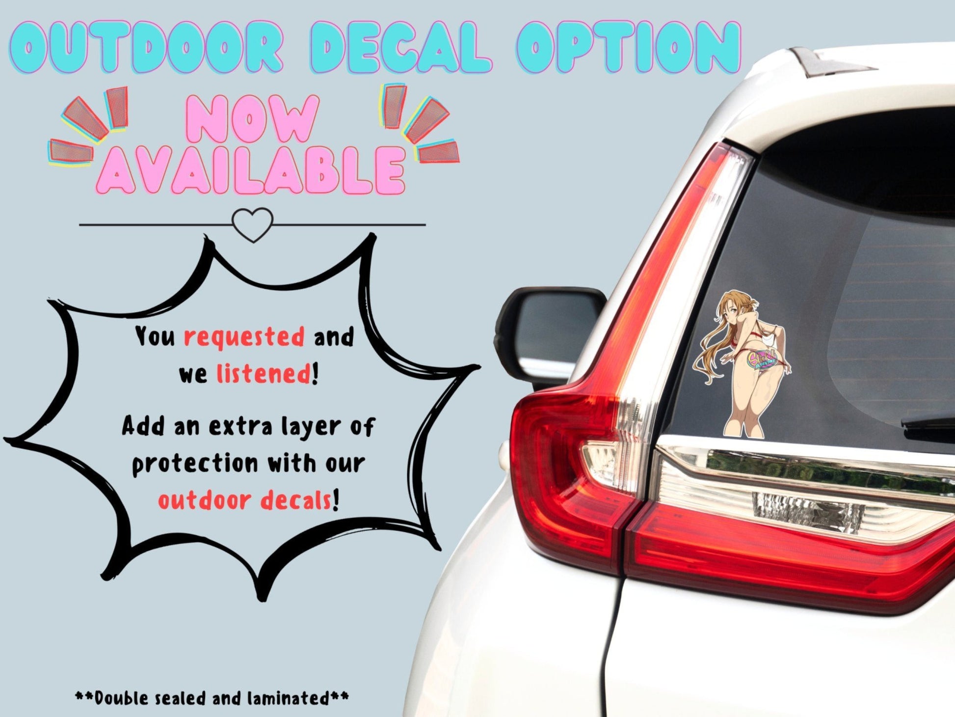 Nsfw anime car decals of Asuna from SAO Sword Art Online option now available at Stick it Anime.