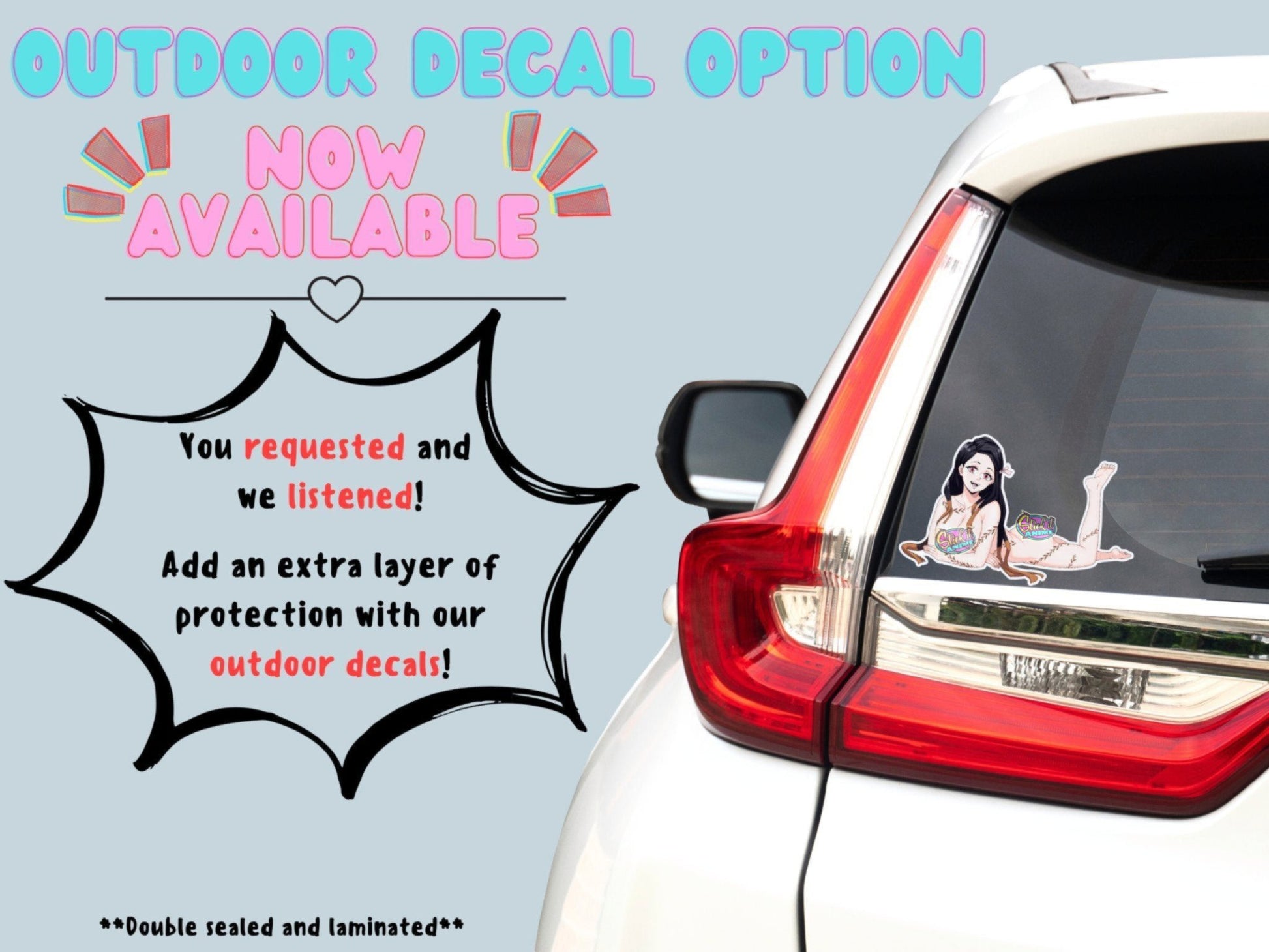 Nsfw anime car decals of Nezuko from Demon Slayer option now available at Stick it Anime.