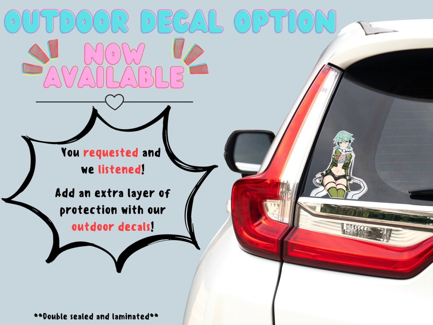 Nsfw anime car decals of Sinon from GGO option now available at Stick it Anime.