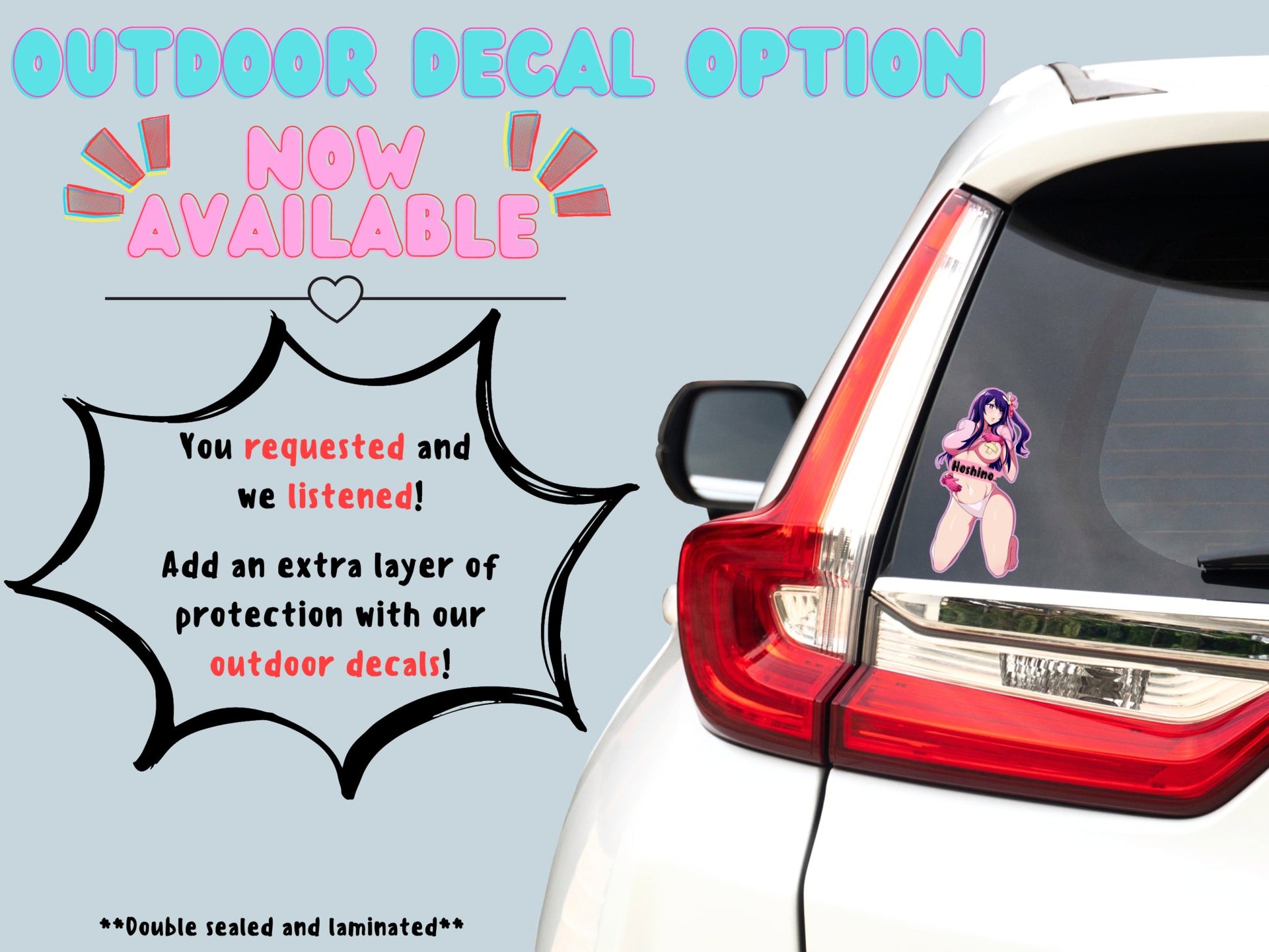 Nsfw anime car stickers of Hoshino from Oshi no Ko option now available at Stick it Anime.