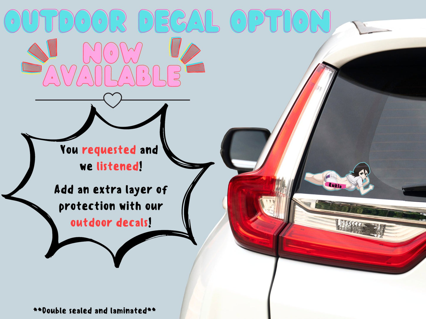 Anime car stickers and decals of Rukia from Bleach option now available at Stick it Anime.