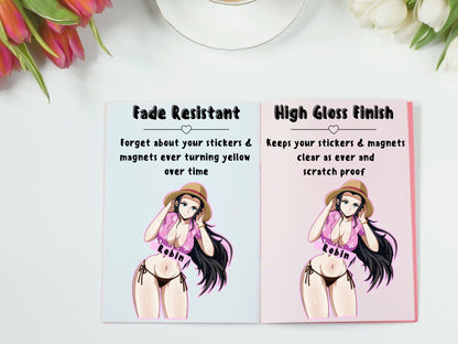 Nico Robin One Piece anime stickers that are fade and uv resistant.