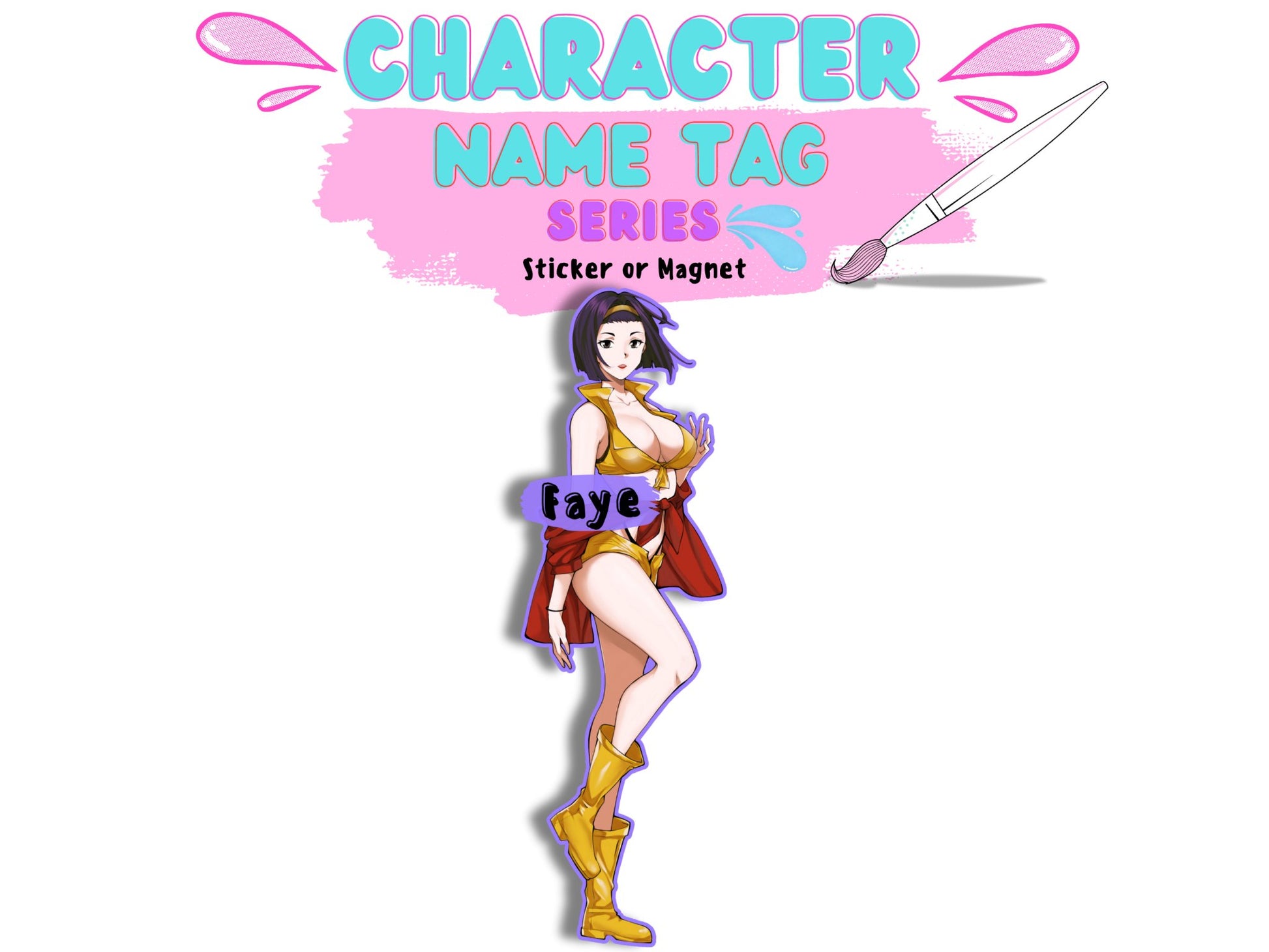 Lewd waifu sticker of Faye Valentine from Cowboy Bepop anime sticker.