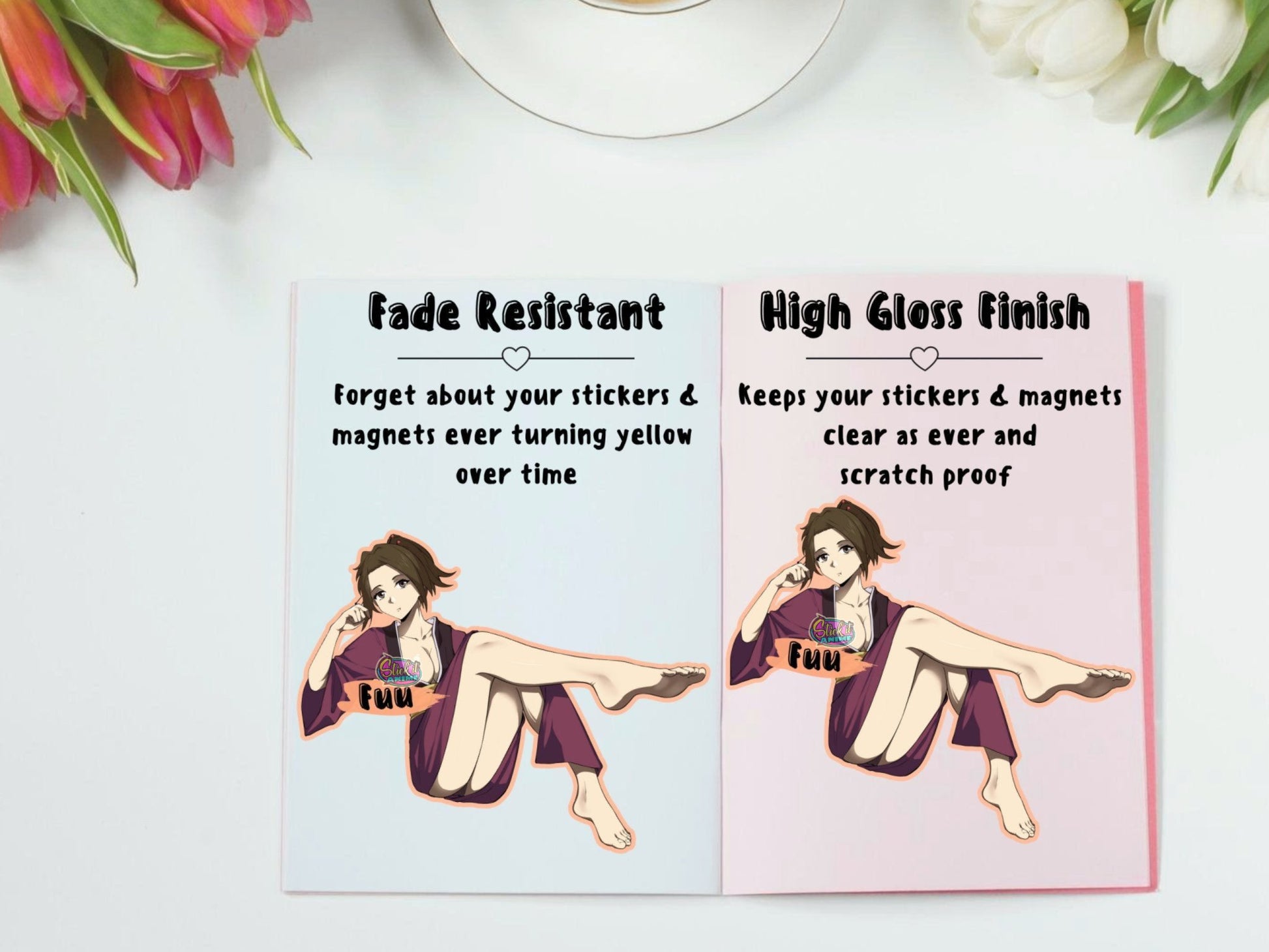 Lewd Fuu Samurai Champloo anime stickers that are fade and uv resistant.