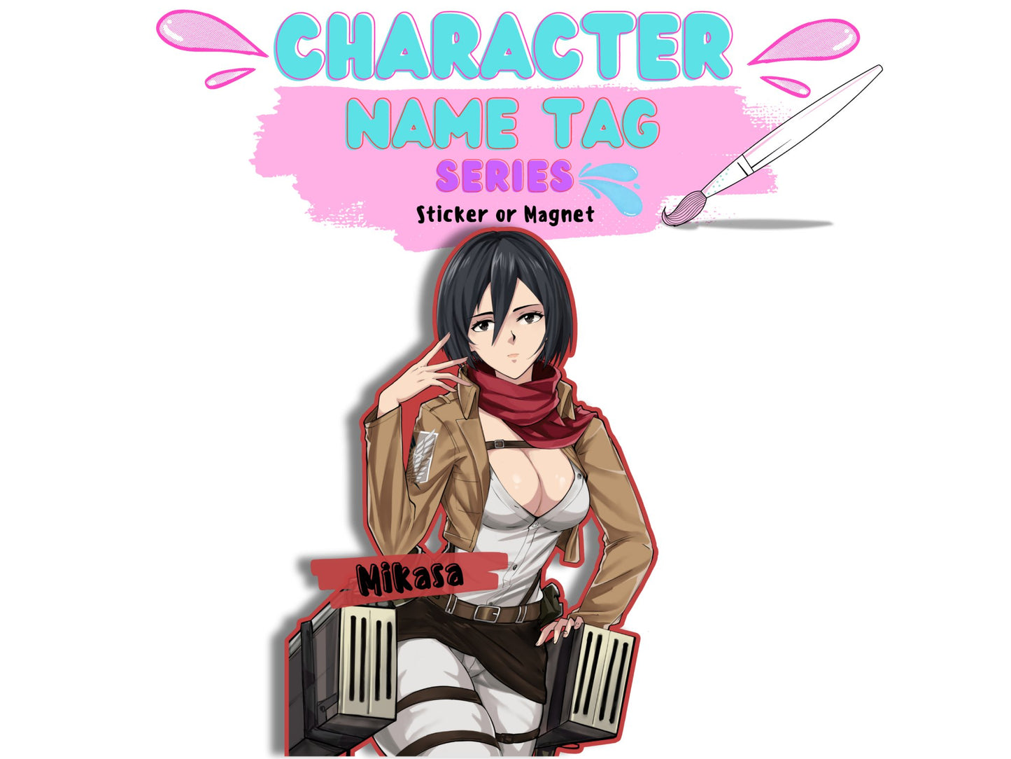 Lewd Mikasa from Attack on Titan anime waifu sticker.