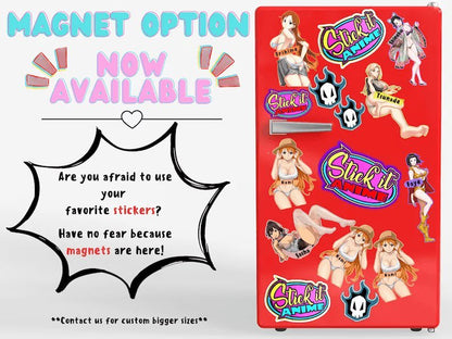 Lewd Nami One Piece anime magnets option now available at Stick it Anime.