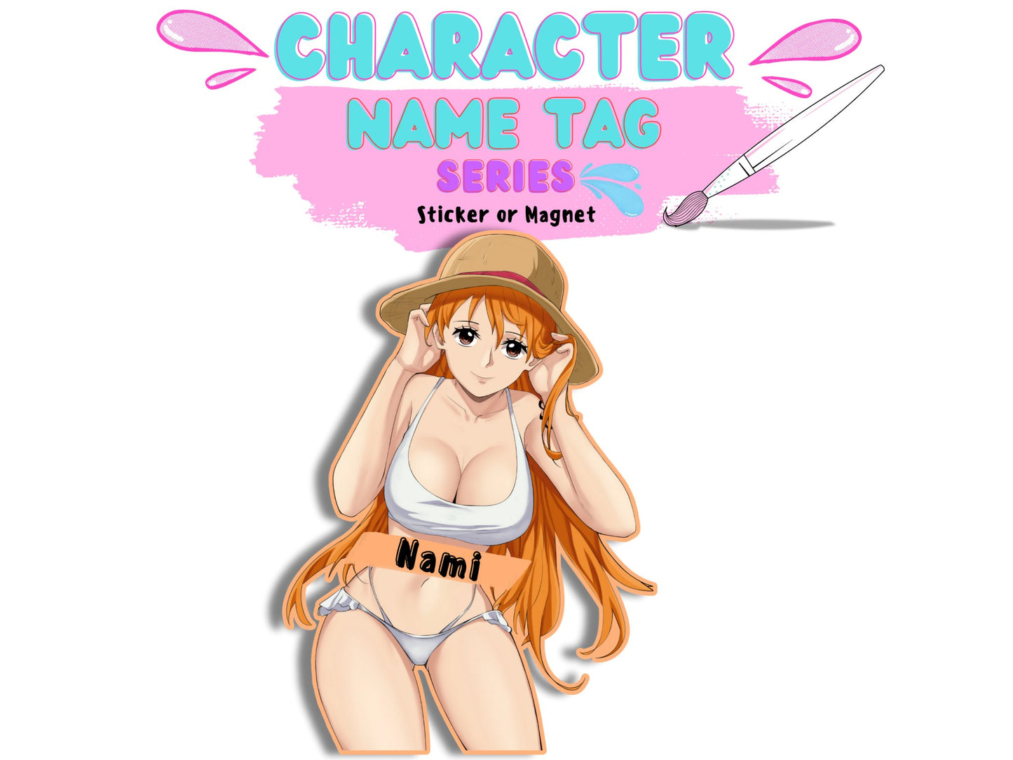 Lewd waifu sticker of Nami from One Piece anime stickers.