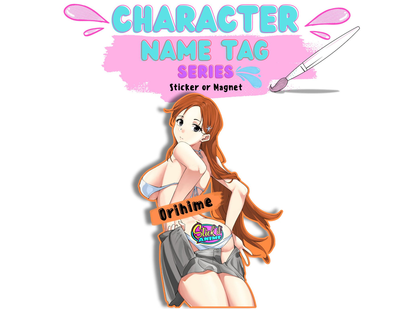 Lewd orihime oppai waifu from Bleach Thousand Year Blood War nsfw sticker.