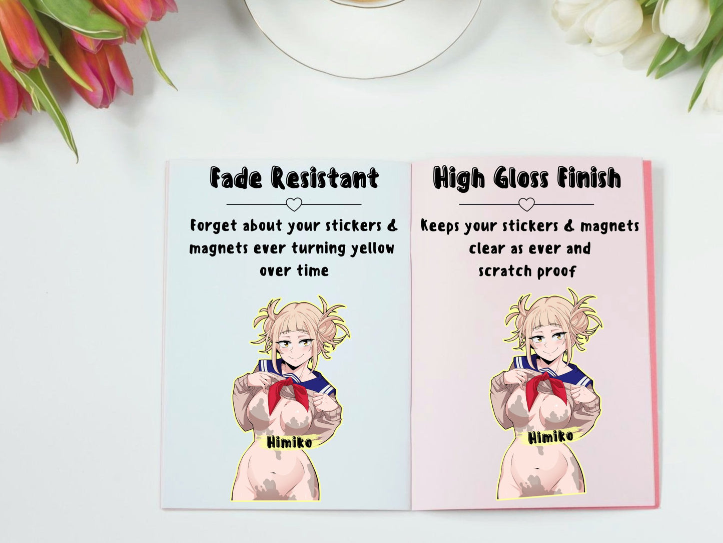 Naked Himiko Toga MHA anime stickers that are fade and uv resistant.