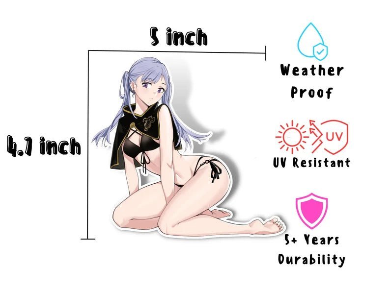 Noelle Sillva NSFW Black Clover anime sticker and magnet dimensions.