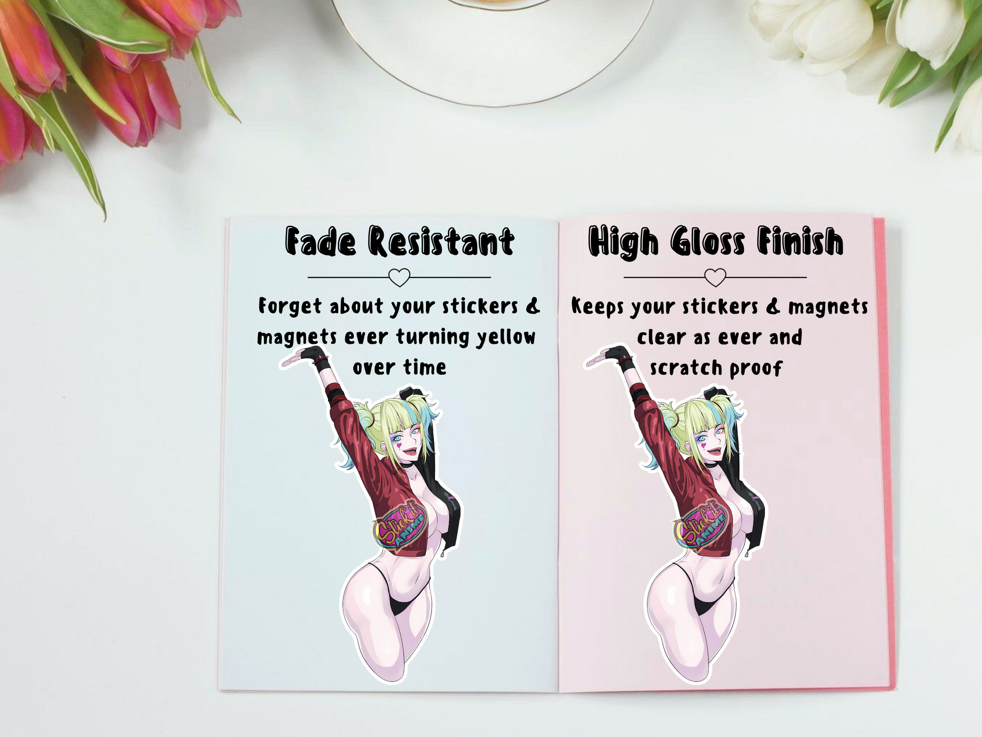 High gloss and fade resistant Harley Quinn  rule 34 cartoon anime manga ecchi lewd stickers.