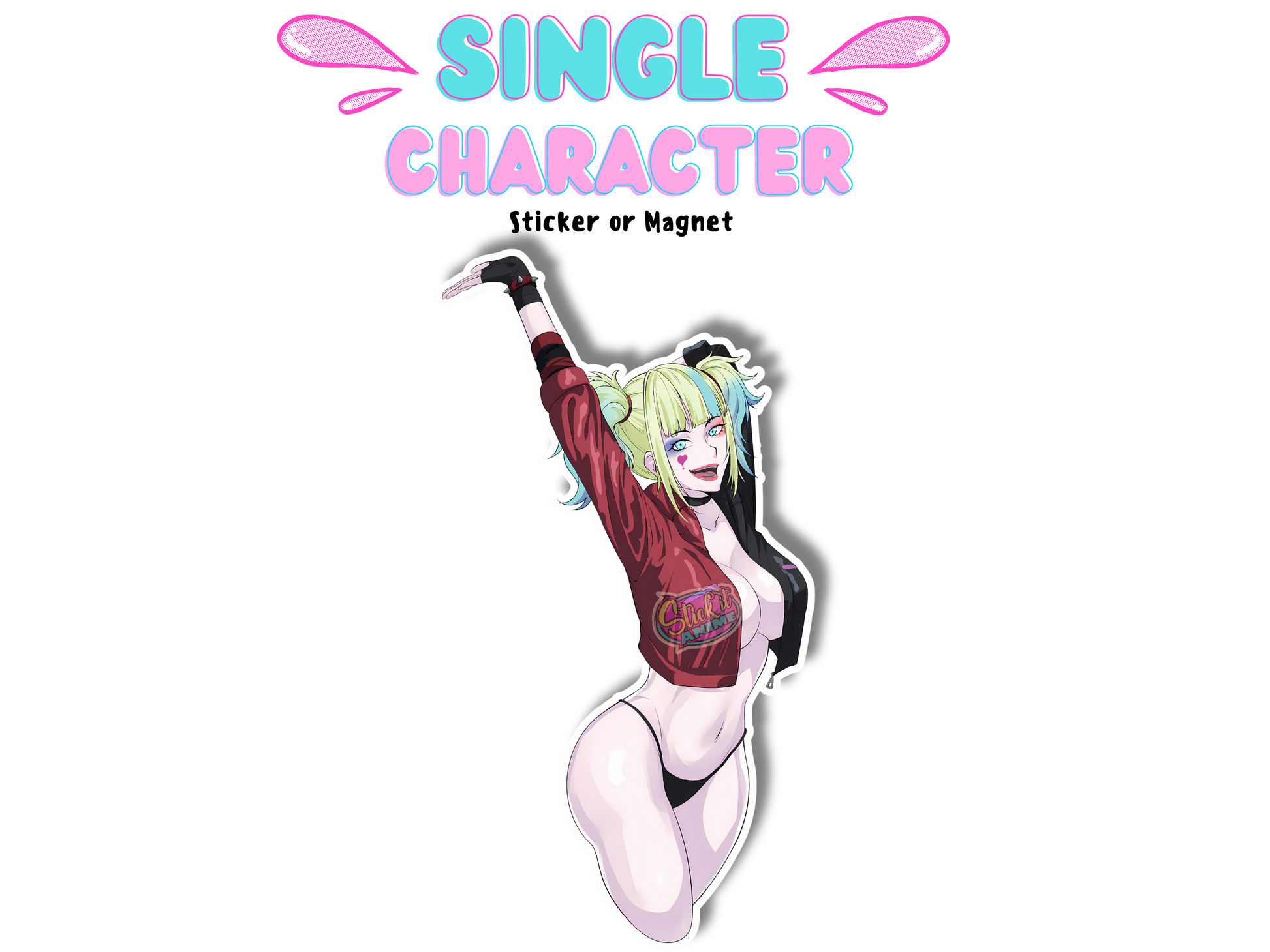 Handmade NSFW Harley Quinn from Suicide Squad Isekai anime waifu sticker.