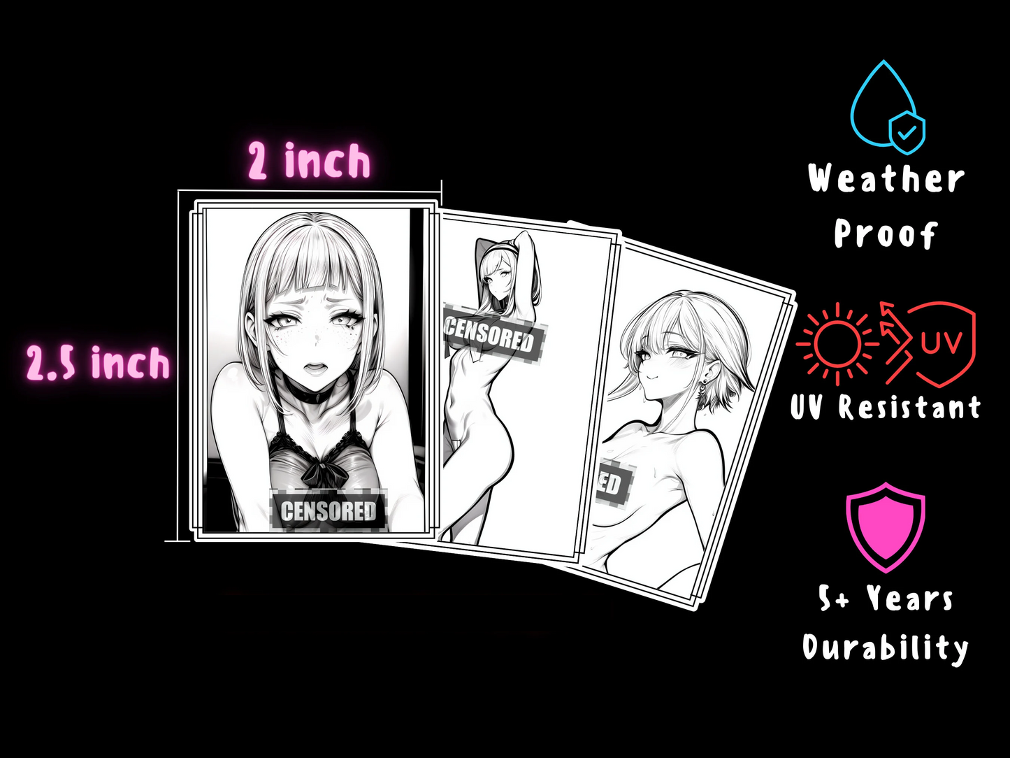 Uncensored waifu anime girls manga sticker and magnet packs inspired by rule 34.