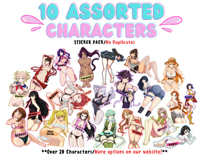 10x Assorted Waifu Sticker Pack from your favorite shows