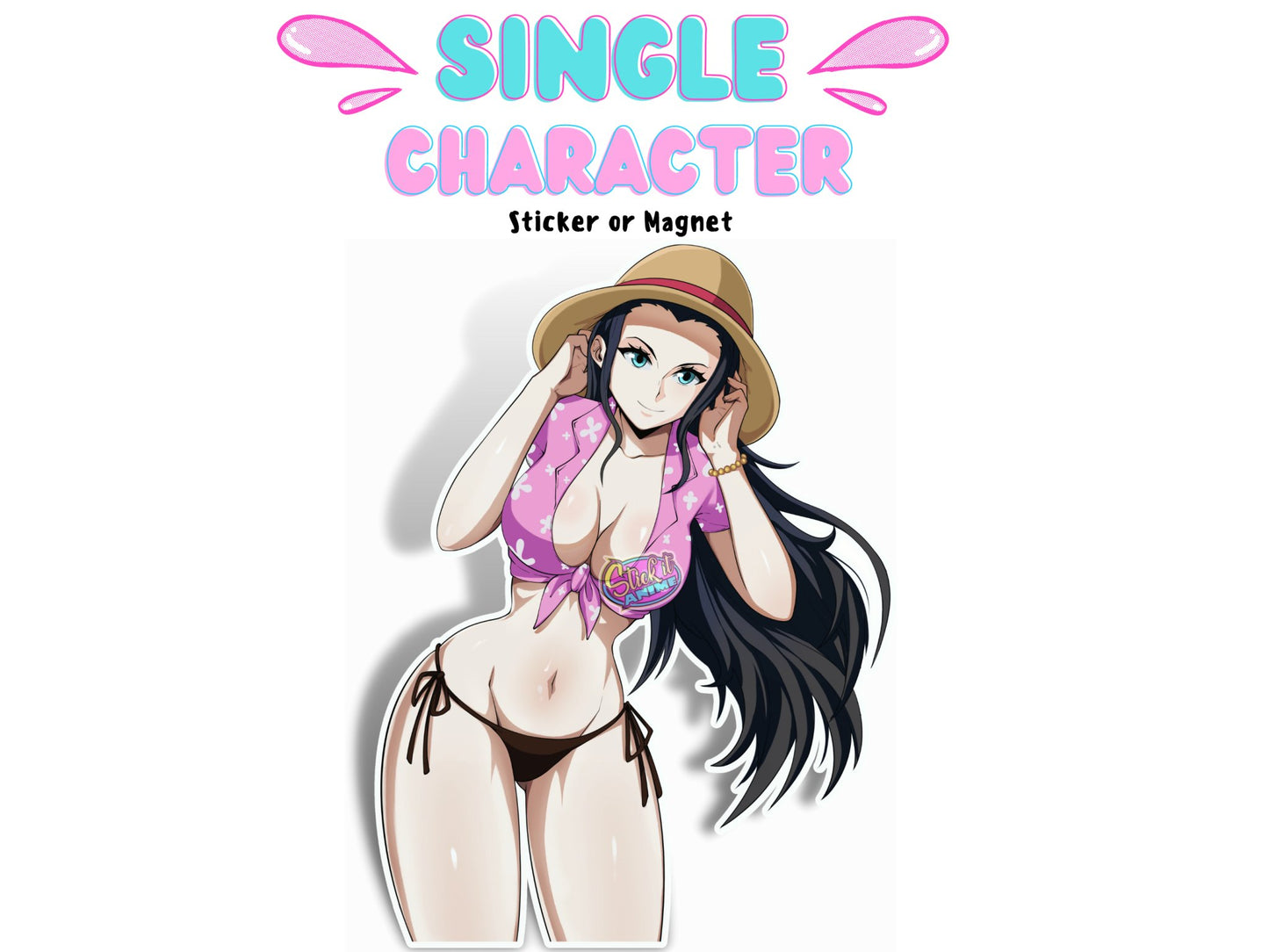 1x Single Lewd Waifu Sticker or Magnet, Pirate Anime Character