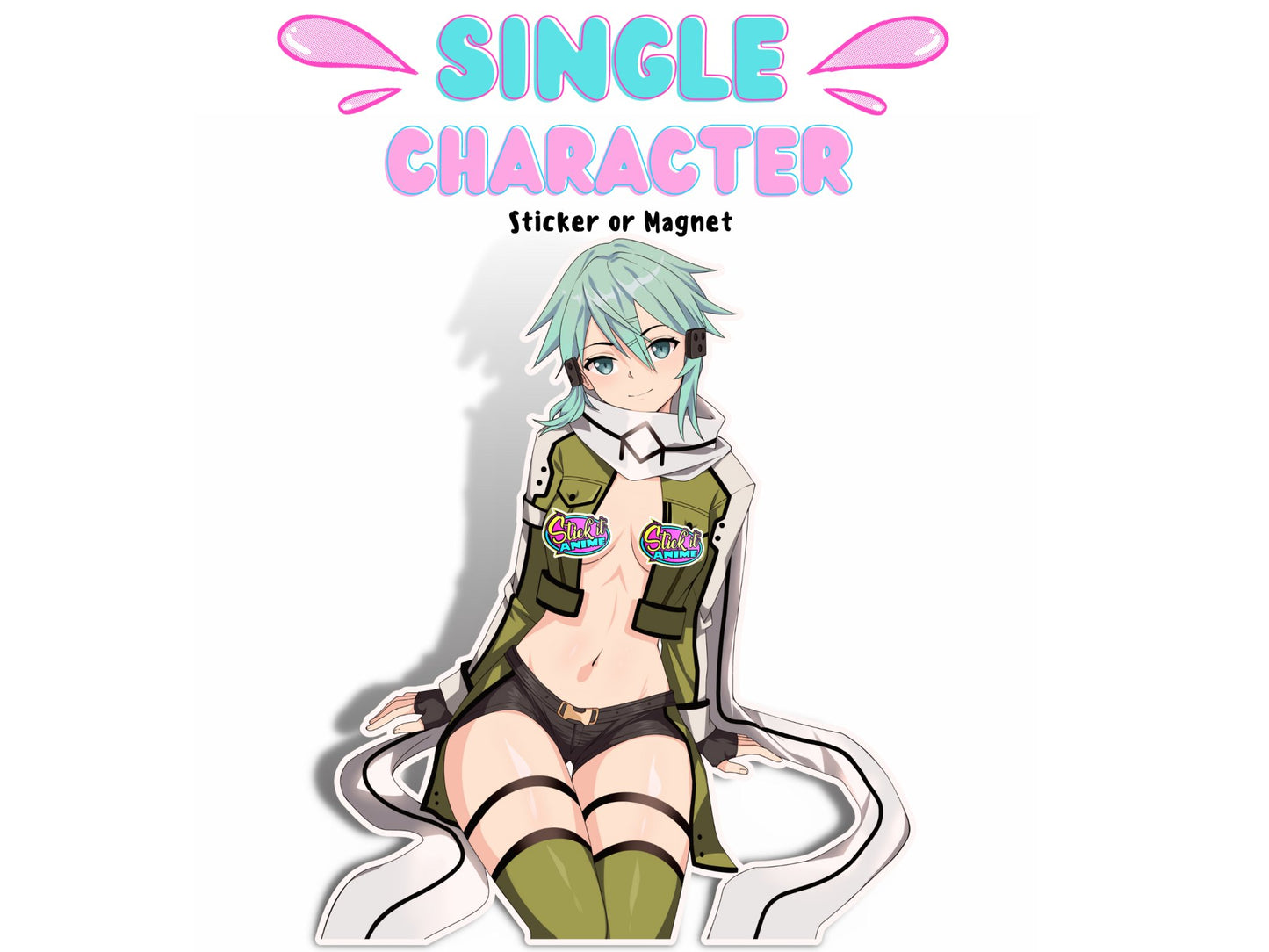 1x Single Lewd Waifu Sticker or Magnet, Online GGO Anime Character