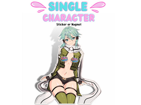 1x Single Lewd Waifu Sticker or Magnet, Online GGO Anime Character