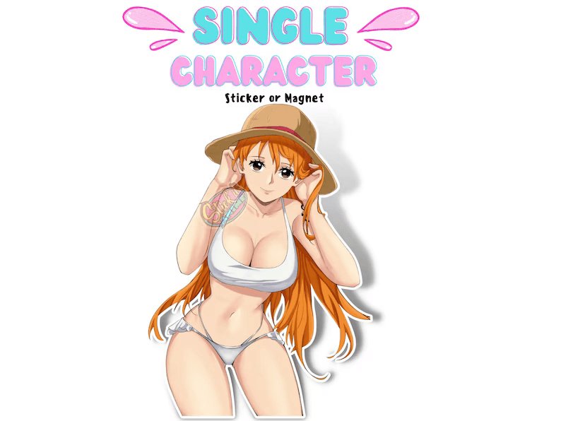 Nami One Piece rule 34 lewd waifu softcore ecchi uncensored stickers.