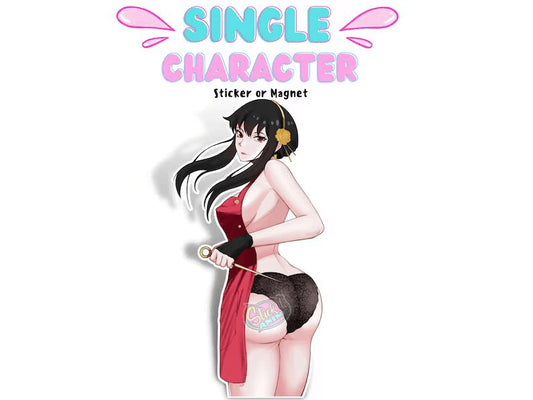 Ecchi Yor waifu die cut sticker from Spy x Family rule 34 uncensored lewd sticker.