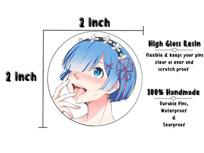 1x Single Holographic Ahegao Waifu Resin Pin, Sticker or Magnet