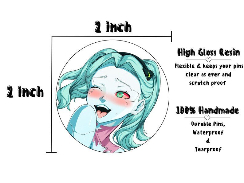 1x Single Holographic Ahegao Waifu Resin Pin, Sticker or Magnet