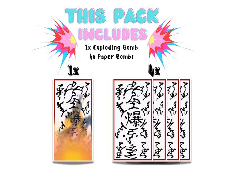 5x Shinobi Paper Bombs Sticker Pack or Magnet Pack, High Quality Waterproof and Tearproof