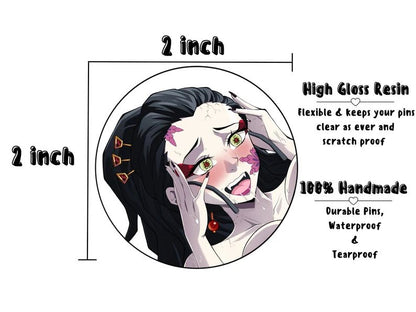 1x Single Holographic Ahegao Waifu Resin Pin, Sticker or Magnet