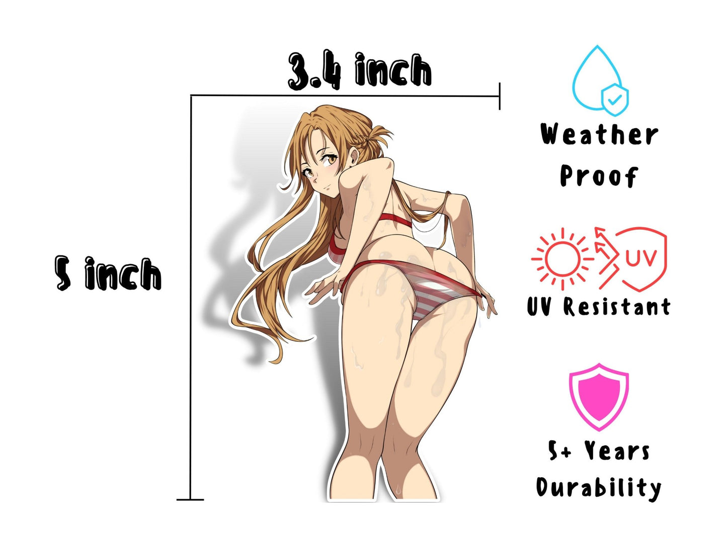 1x Single Lewd Waifu Sticker or Magnet, Online Bikini Anime Character