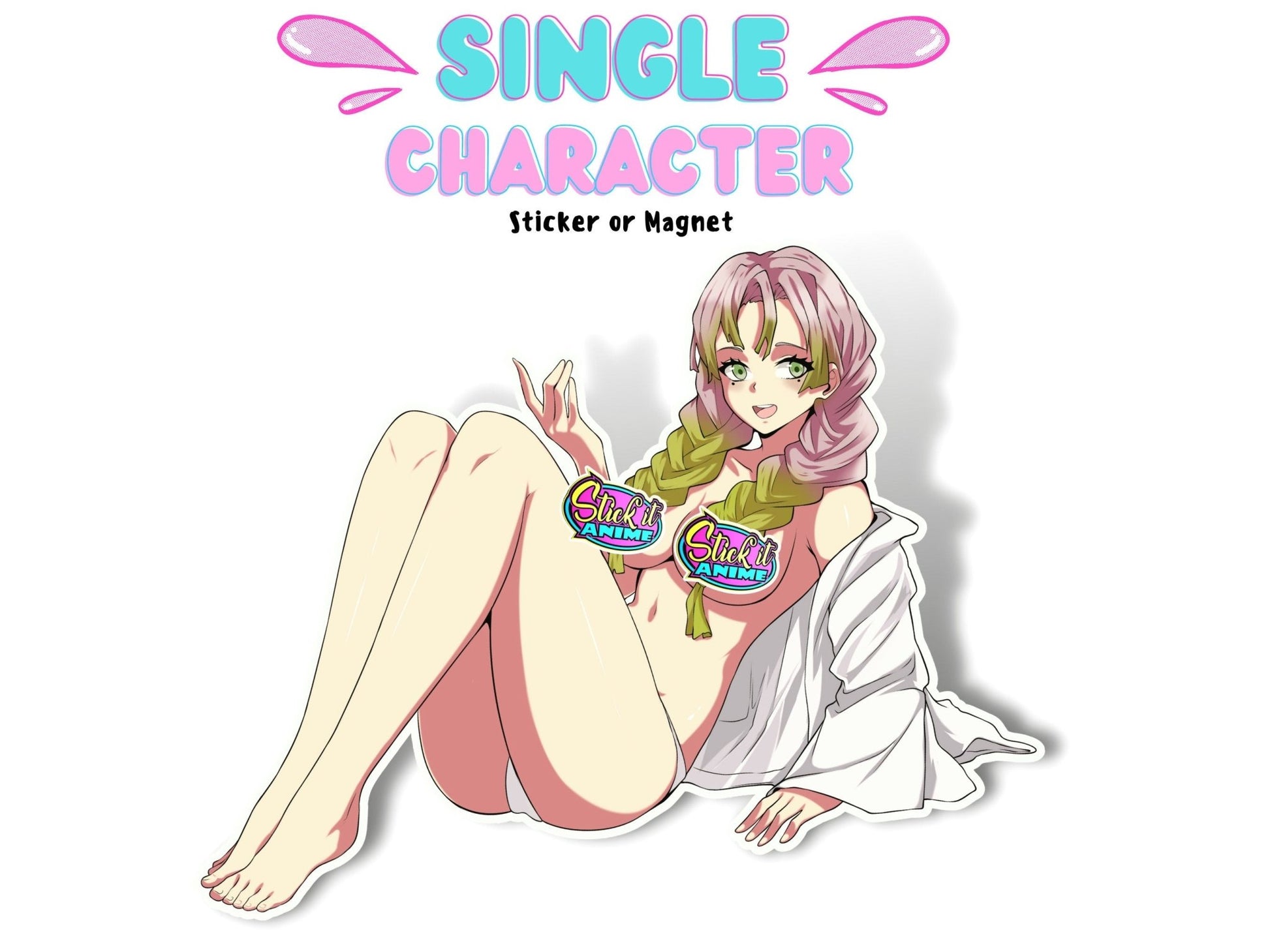 Mitsuri lewd waifu love hashira from anime Demon Slayer rule 34 ecchi stickers.