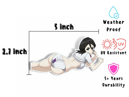 Die cut Rukia from Bleach rule 34 anime manga ahegao softcore nsfw sticker.