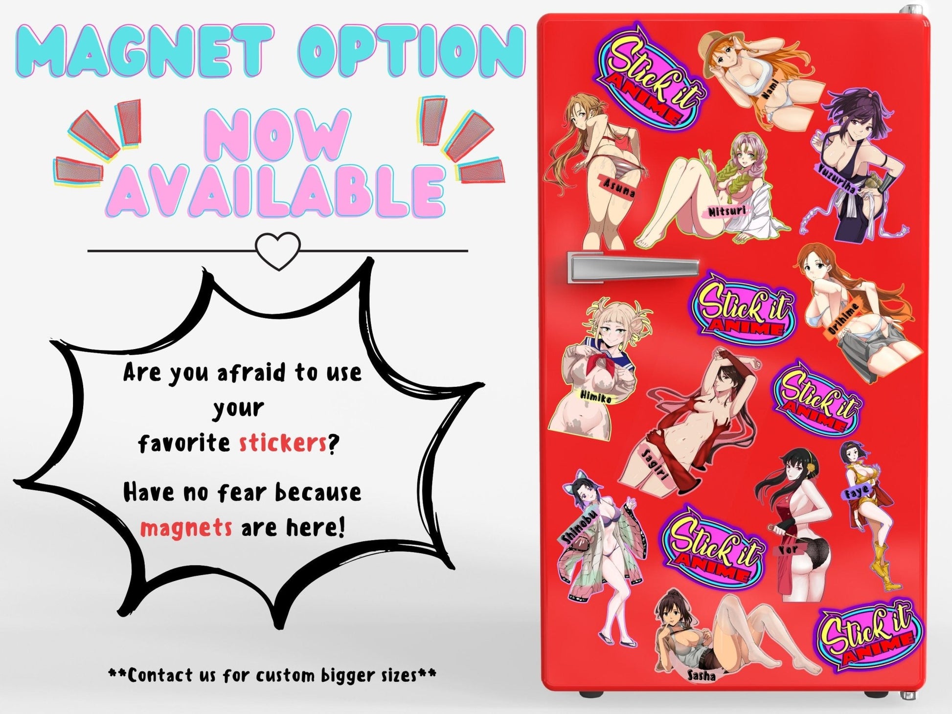 Lewd Yuzuriha waifu magnets option now available at Stick it Anime.