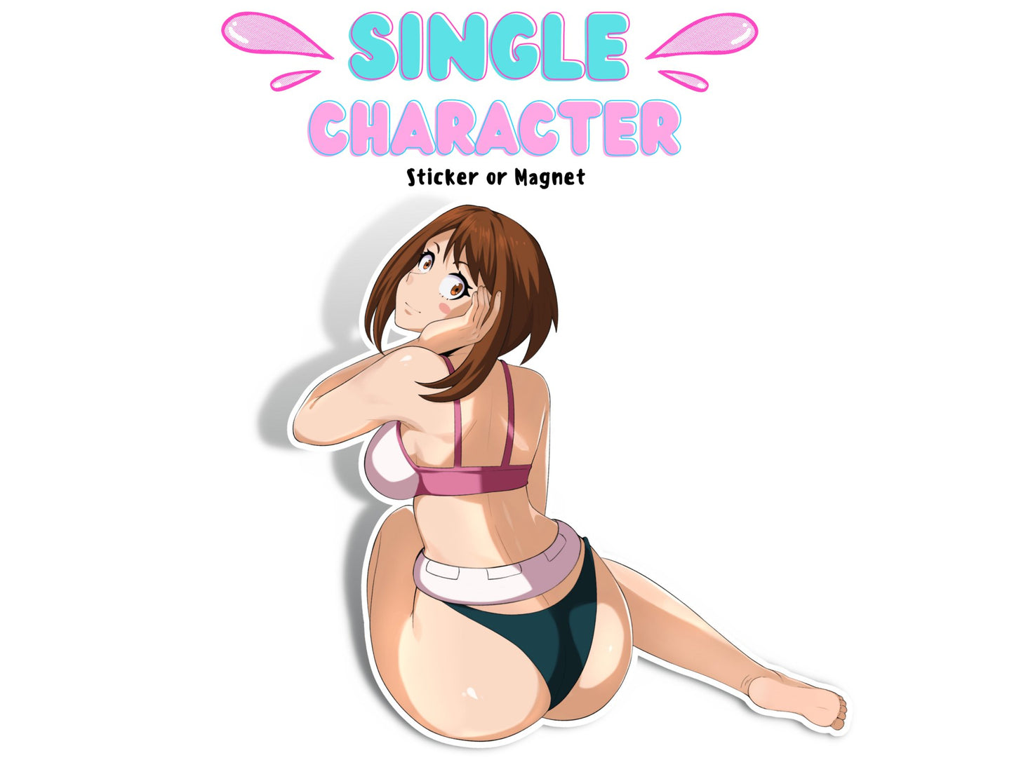 Handmade NSFW Ochaco MHA anime waifu sticker.