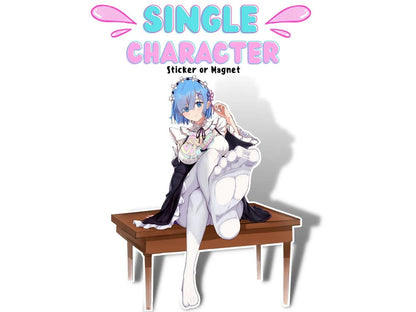 NSFW rem sticker of her feet and toes from Re Zero waifu stickers.